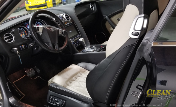 Black and light tan Bentley interior all cleaned and perfect!