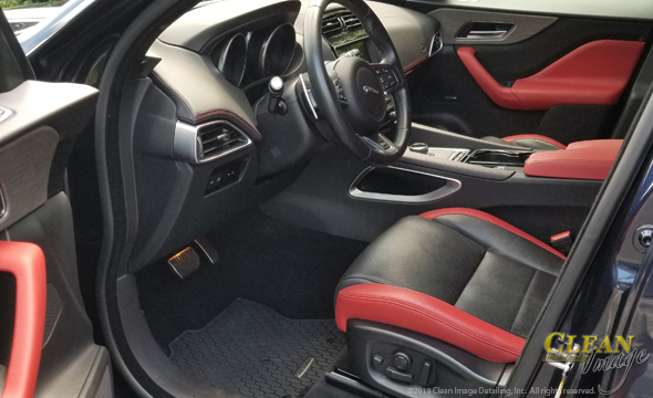 Black and Red leather Jaguar F-Pace interior.