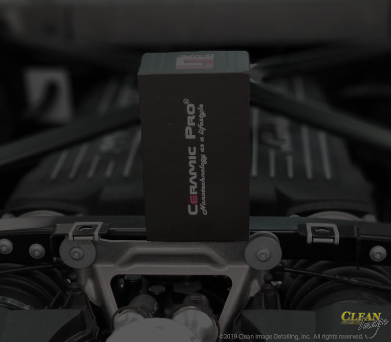 Ceramic Pro box on Lamborghini engine.